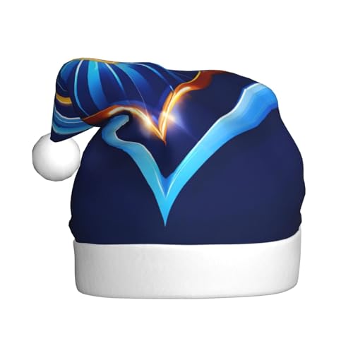 TYANG Himmelblaue Weihnachtsmütze mit Herzaufdruck, Weihnachtsmannmütze, Band TYANG Himmelblaue Weihnachtsmütze mit Herzaufdruck, Weihnachtsmannmütze, Band von TYANG