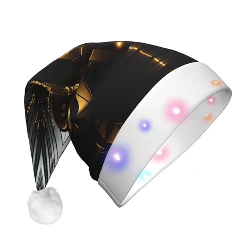 TYANG Modische, moderne schwarz-weiß-goldene Dreiecke, Weihnachtsmannmütze, Weihnachtsmannmütze, Band, LED-Lichter, leuchtende Weihnachtsmannmütze TYANG Modische, moderne schwarz-weiß-goldene Dreiecke, Weihnachtsmannmütze, Weihnachtsmannmütze, Band, LED-Lichter, leuchtende Weihnachtsmannmütze von TYANG