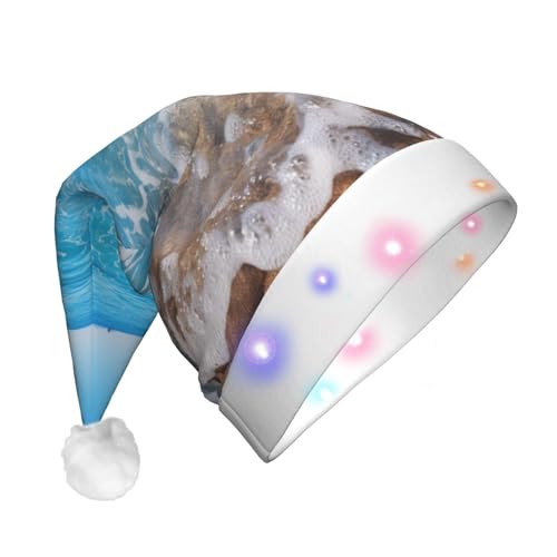 TYANG Schöne Weihnachtsmannmütze mit Meeresdruck, Weihnachtsmannmütze, Band, LED-Lichter, leuchtende Weihnachtsmannmütze TYANG Schöne Weihnachtsmannmütze mit Meeresdruck, Weihnachtsmannmütze, Band, LED-Lichter, leuchtende Weihnachtsmannmütze von TYANG