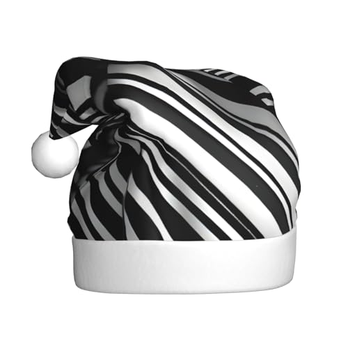 TYANG Schwarz-weiß karierte Streifen Druck Weihnachtsmannmütze Weihnachten verzierte Mütze Band Nikolausmütze TYANG Schwarz-weiß karierte Streifen Druck Weihnachtsmannmütze Weihnachten verzierte Mütze Band Nikolausmütze von TYANG