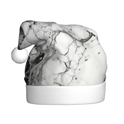 TYANG Schwarz-weißer Marmor-Druck, Weihnachtsmannmütze, Weihnachtsmannmütze, Band TYANG Schwarz-weißer Marmor-Druck, Weihnachtsmannmütze, Weihnachtsmannmütze, Band von TYANG