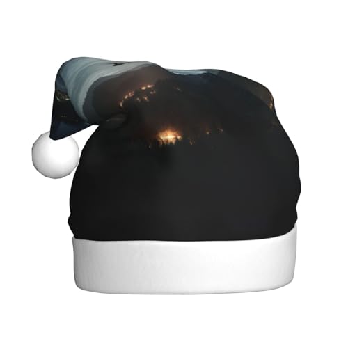 TYANG Ufo At Night Weihnachtsmannmütze, bedruckt, Weihnachtsmannmütze, Band von TYANG