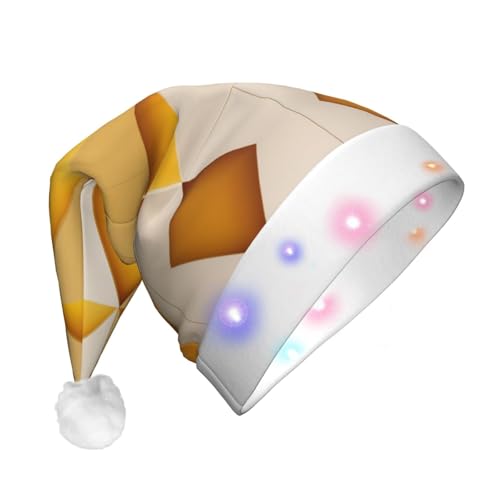 TYANG Weihnachtsmannmütze, Gelb und Braun, Dreiecke, 2 Drucken, Weihnachtsmannmütze, Band, LED-Lichter, leuchtende Weihnachtsmannmütze TYANG Weihnachtsmannmütze, Gelb und Braun, Dreiecke, 2 Drucken, Weihnachtsmannmütze, Band, LED-Lichter, leuchtende Weihnachtsmannmütze von TYANG