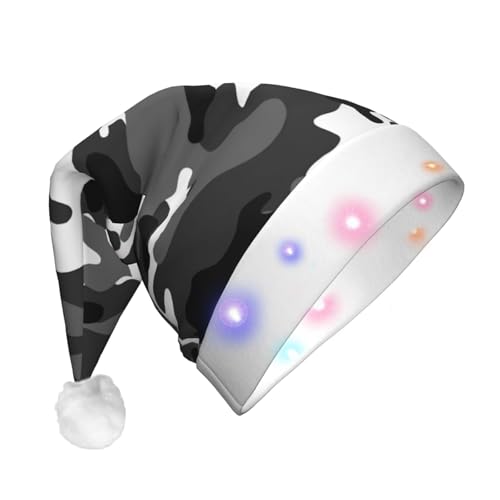 TYANG Weihnachtsmannmütze, abstrakter Camouflage-Druck, Weihnachtsmannmütze, Band, LED-Lichter, leuchtende Weihnachtsmannmütze TYANG Weihnachtsmannmütze, abstrakter Camouflage-Druck, Weihnachtsmannmütze, Band, LED-Lichter, leuchtende Weihnachtsmannmütze von TYANG