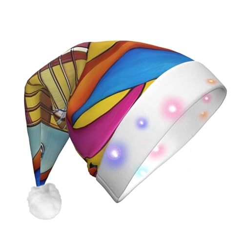 TYANG Weihnachtsmannmütze mit Kunst-Gitarren-Muster, Weihnachtsmannmütze, Band, LED-Lichter, leuchtende Weihnachtsmannmütze TYANG Weihnachtsmannmütze mit Kunst-Gitarren-Muster, Weihnachtsmannmütze, Band, LED-Lichter, leuchtende Weihnachtsmannmütze von TYANG