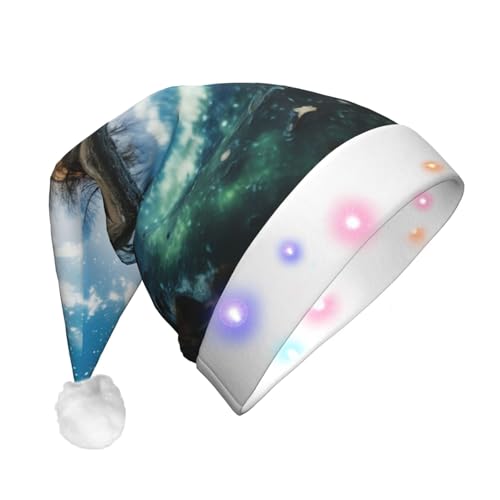 TYANG Weihnachtsmannmütze mit Nordlichter-Druck, Weihnachtsmannmütze, Band, LED-Lichter, leuchtende Nikolausmütze TYANG Weihnachtsmannmütze mit Nordlichter-Druck, Weihnachtsmannmütze, Band, LED-Lichter, leuchtende Nikolausmütze von TYANG