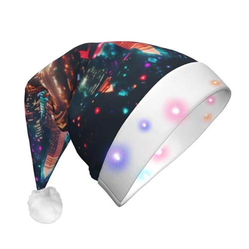 TYANG Weihnachtsmannmütze mit Portland bei Nacht, bedruckt, Weihnachtsmannmütze, Band, LED-Lichter, leuchtende Weihnachtsmannmütze TYANG Weihnachtsmannmütze mit Portland bei Nacht, bedruckt, Weihnachtsmannmütze, Band, LED-Lichter, leuchtende Weihnachtsmannmütze von TYANG
