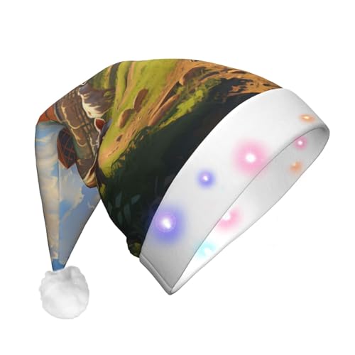 TYANG Weihnachtsmannmütze mit Viehzucht-Motiv, Weihnachtsmannmütze, Band, LED-Lichter, leuchtende Weihnachtsmannmütze TYANG Weihnachtsmannmütze mit Viehzucht-Motiv, Weihnachtsmannmütze, Band, LED-Lichter, leuchtende Weihnachtsmannmütze von TYANG