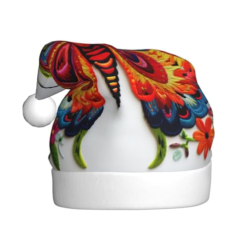TYANG Weihnachtsmütze, bestickt, bunt, Schmetterlings-Druck, Weihnachtsmannmütze TYANG Weihnachtsmütze, bestickt, bunt, Schmetterlings-Druck, Weihnachtsmannmütze von TYANG