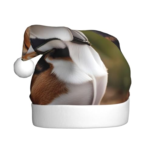 TYANG Weihnachtsmütze mit Beagle-Motiv, Weihnachtsmannmütze, Band TYANG Weihnachtsmütze mit Beagle-Motiv, Weihnachtsmannmütze, Band von TYANG