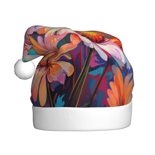 TYANG Weihnachtsmütze mit Blumen-Gänseblümchen, Blumendruck, Weihnachtsmannmütze, Weihnachtsmannmütze TYANG Weihnachtsmütze mit Blumen-Gänseblümchen, Blumendruck, Weihnachtsmannmütze, Weihnachtsmannmütze von TYANG