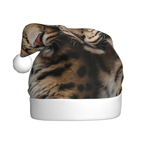 TYANG Weihnachtsmütze mit Leopardenmuster, Weihnachtsmannmütze, Band TYANG Weihnachtsmütze mit Leopardenmuster, Weihnachtsmannmütze, Band von TYANG