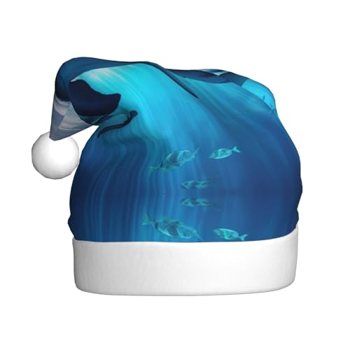 TYANG Weihnachtsmütze mit Meerestieren, Stachelrochen, Weihnachtsmannmütze, Weihnachtsmannmütze TYANG Weihnachtsmütze mit Meerestieren, Stachelrochen, Weihnachtsmannmütze, Weihnachtsmannmütze von TYANG