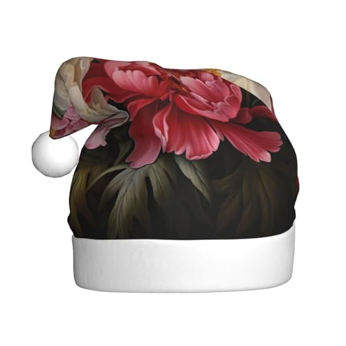 TYANG Weihnachtsmütze mit Pfingstrosen-Druck, Weihnachtsmannmütze, Weihnachtsmannmütze TYANG Weihnachtsmütze mit Pfingstrosen-Druck, Weihnachtsmannmütze, Weihnachtsmannmütze von TYANG