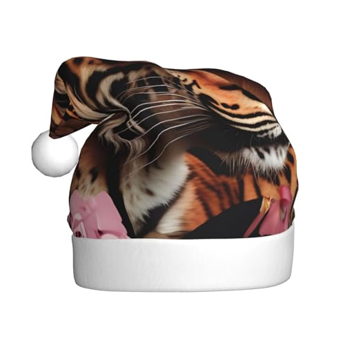 TYANG Weihnachtsmütze mit Tiermotiv, Tiger, Leopardenmuster, Rose, Blumendruck, Weihnachtsmannmütze TYANG Weihnachtsmütze mit Tiermotiv, Tiger, Leopardenmuster, Rose, Blumendruck, Weihnachtsmannmütze von TYANG