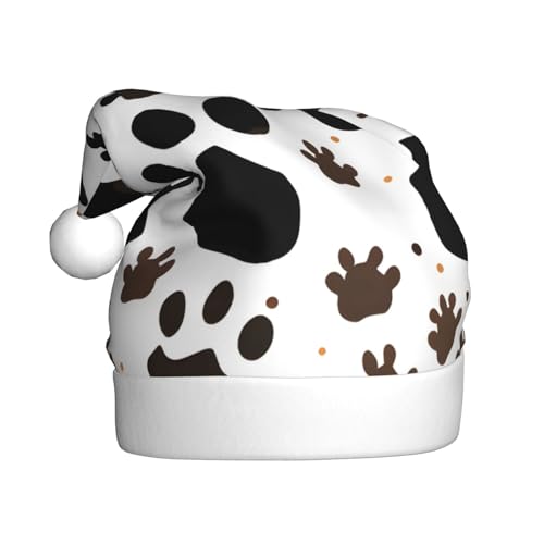 TYANG Weihnachtsmütze mit Tierpfotenabdruck-Aufdruck, Weihnachtsmannmütze, Weihnachtsmannmütze TYANG Weihnachtsmütze mit Tierpfotenabdruck-Aufdruck, Weihnachtsmannmütze, Weihnachtsmannmütze von TYANG
