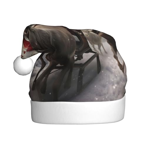 TYANG Weihnachtsmütze mit Weihnachtsmann-Aufdruck, Weihnachtsmannmütze, dekorierte Mütze, Band TYANG Weihnachtsmütze mit Weihnachtsmann-Aufdruck, Weihnachtsmannmütze, dekorierte Mütze, Band von TYANG