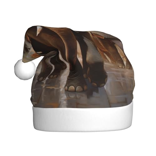 TYANG Weihnachtsmütze mit asiatischen Elefanten, bedruckt, Weihnachtsmannmütze TYANG Weihnachtsmütze mit asiatischen Elefanten, bedruckt, Weihnachtsmannmütze von TYANG