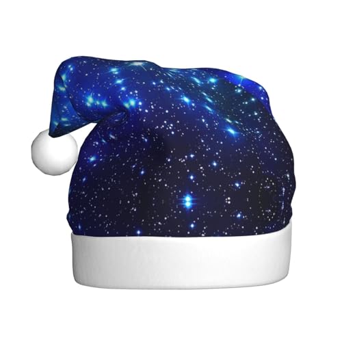TYANG Weihnachtsmütze mit blauen leuchtenden Sternen bedruckt, Weihnachtsmannmütze, Band TYANG Weihnachtsmütze mit blauen leuchtenden Sternen bedruckt, Weihnachtsmannmütze, Band von TYANG
