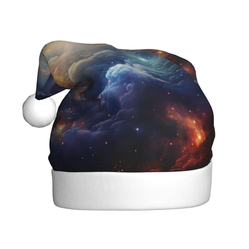 TYANG Weihnachtsmütze mit buntem Galaxie-Druck, Weihnachtsmannmütze, Band TYANG Weihnachtsmütze mit buntem Galaxie-Druck, Weihnachtsmannmütze, Band von TYANG