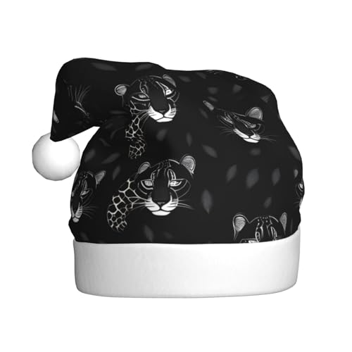 TYANG Weihnachtsmütze mit dunklem Leopardenmuster, Weihnachtsmannmütze, Band TYANG Weihnachtsmütze mit dunklem Leopardenmuster, Weihnachtsmannmütze, Band von TYANG