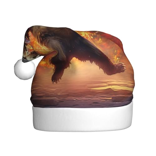 TYANG Weihnachtsmütze mit tanzendem Bären-Motiv, Weihnachtsmannmütze, Weihnachtsmannmütze TYANG Weihnachtsmütze mit tanzendem Bären-Motiv, Weihnachtsmannmütze, Weihnachtsmannmütze von TYANG