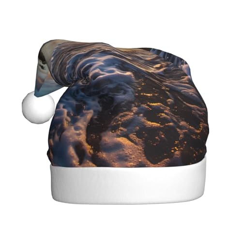 TYANG Weihnachtsmütze mit tropischem Stranddruck, Weihnachtsmannmütze, Band TYANG Weihnachtsmütze mit tropischem Stranddruck, Weihnachtsmannmütze, Band von TYANG