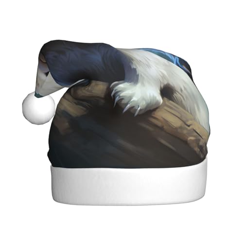 TYANG Weihnachtsmütze mit weißem Otterdruck, Weihnachtsmannmütze, Band TYANG Weihnachtsmütze mit weißem Otterdruck, Weihnachtsmannmütze, Band von TYANG