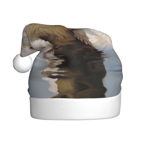 TYANG Weihnachtsmütze mit weißem Otterdruck, Weihnachtsmannmütze, Band TYANG Weihnachtsmütze mit weißem Otterdruck, Weihnachtsmannmütze, Band von TYANG