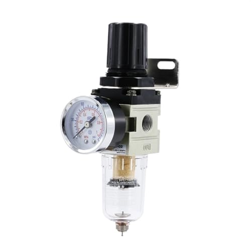 TYBOPHQJ AW2000-02 Pneumatischer 1/4 BSPT-Luftfilter-Druckregler-Kombinations-Piggyback-Luftwerkzeug-Kompressorfilter mit Manometer(4mm Fittings) von TYBOPHQJ