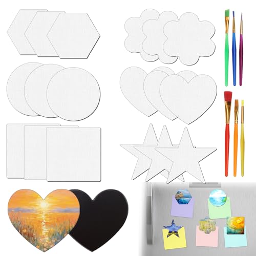 TYBYBB Leinwand zum Bemalen Set 18 Stück Leinwand Kleine, Magnetische Leinwände zum Malen Set, Mini Canvas Set,Blanko Magnete zum Bemalen für Acrylfarben ölfarben Gouache (6 Größen) von TYBYBB
