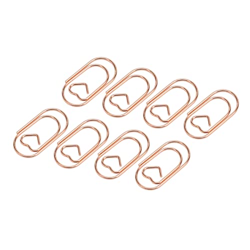 Tragbare Büroklammern in Herzform, 100 Stück, Bürobedarf aus verzinktem Metall, rostfrei (Roségold) von TYCIONG