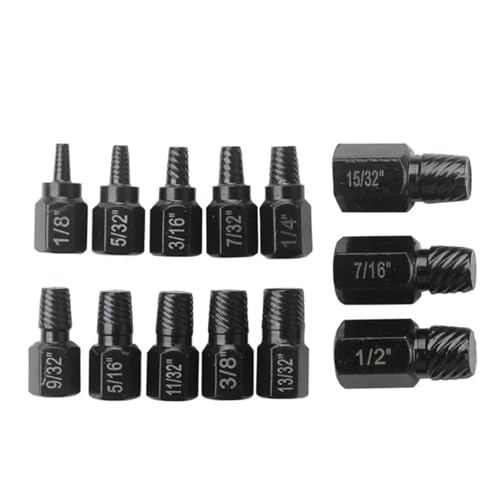 10/13-teiliges Schraubenausdreher-Set Aus Stahl, Beschädigt, Metall, Einfach Heraus, Bohrer, Bolzen, Bolzen, Multi-Spline(Black 13pcs) von TYDHGSE