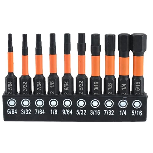 10/20-teiliges Magnetisches Inbusschlüssel-Bohrer-Set, Metrisch Und Imperial, Schlag-Sechskantschraubendreher-Bit-Set(10PCS Imperial Sizes) von TYDHGSE