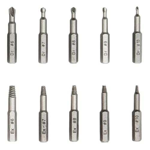10 Stück 4 Mm/6,35 Mm Beschädigter Schraubenausdreher-Bohrer-Set, Abgestreifter Schraubenausdreher(4mm) von TYDHGSE