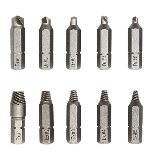 10 Stück 4 Mm/6,35 Mm Beschädigter Schraubenausdreher-Bohrer-Set, Abgestreifter Schraubenausdreher(6.35mm) von TYDHGSE