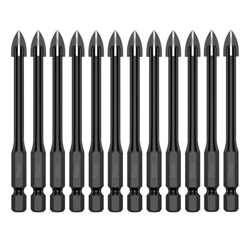 10-teiliges 6-mm-Kreuz-Sechskant-Bohrer-Set For Fliesen, Porzellan, Glas, Spiegel, Multifunktions-Fliesen-Porzellan-Bohrer(12pcs) von TYDHGSE
