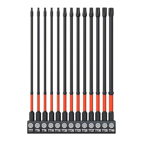 13-teiliges Schlagbohrer-Set Mit Torx-Kopf, Inbusschlüssel, T7-T40, Sechskantschaft, S2-Stahl, Sechskantschraubendreher(150mm) von TYDHGSE
