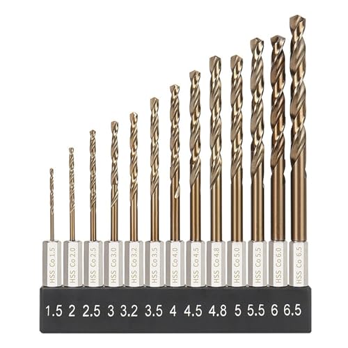 13-teiliges Spiralbohrer-Set Aus HSS-Co M35/HSS4241, 1,5–6,5 Mm Bereich, 1/4 Zoll Sechskantschaft von TYDHGSE