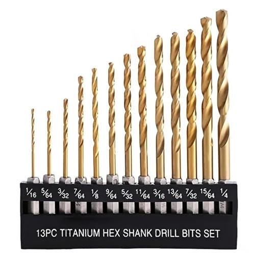13-teiliges Titan-Spiralbohrer-Set – Sechskantschaft, Schnellarbeitsstahl, For Holz, Kunststoff, Aluminiumlegierung 13-teiliges Titan-Spiralbohrer-Set – Sechskantschaft, Schnellarbeitsstahl, For Holz, Kunststoff, Aluminiumlegierung von TYDHGSE