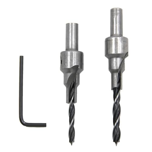 2-teiliger Dreikant-Dreistufen-Holzbearbeitungs-Dreipunkt-Senklochbohrer 4/5 Mm Selbstzentrierender Kegellochbohrer-Schraubenschlüssel-Werkzeugsatz 2-teiliger Dreikant-Dreistufen-Holzbearbeitungs-Dreipunkt-Senklochbohrer 4/5 Mm Selbstzentrierender Kegellochbohrer-Schraubenschlüssel-Werkzeugsatz von TYDHGSE