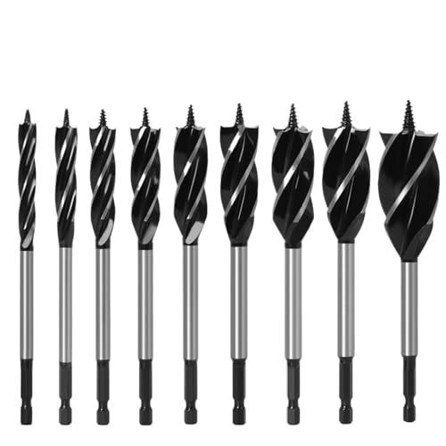 4-9-teiliges Spiralbohrer-Set For Holz, Schnelles Schneiden, Bohrer For Schreiner Und Tischler, Werkzeug, Bohrer For Holzschnitt, Anzug For Die Holzbearbeitung(9pcs B) von TYDHGSE