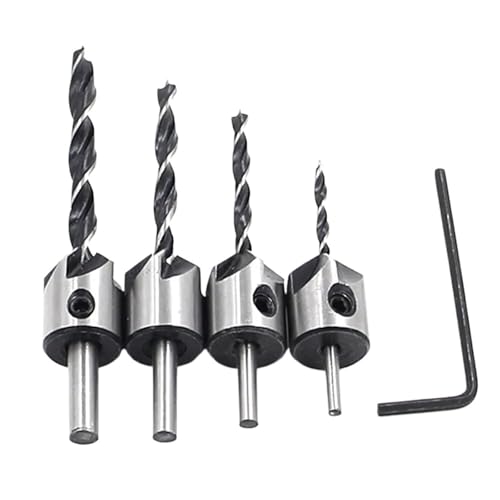 4-teiliger Dreizackiger Senkbohrer For Die Holzbearbeitung, 3–6 Mm, Reibbohrer, Schraubenfasbohrer, Lochöffner-Werkzeugsatz 4-teiliger Dreizackiger Senkbohrer For Die Holzbearbeitung, 3–6 Mm, Reibbohrer, Schraubenfasbohrer, Lochöffner-Werkzeugsatz von TYDHGSE