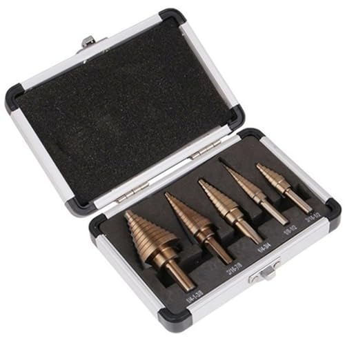 5 Stücke Schritt Bohrer Set Hss Mehrere Loch 50 Größen Kobalt Titan Konische Hartmetall Bohrer(5pcs with box) von TYDHGSE