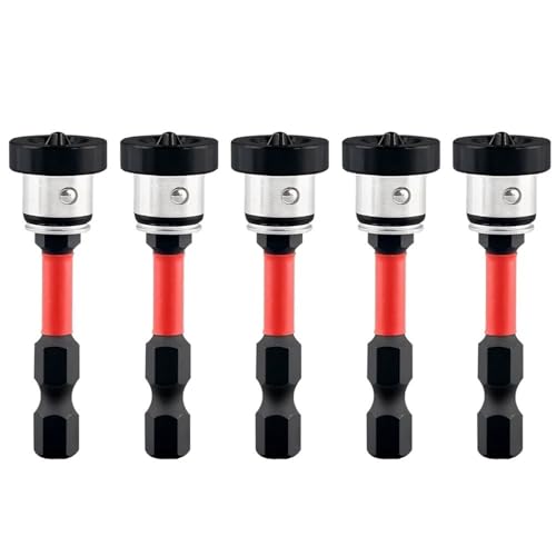 50mm 5 Stücke Magnetische Trockenbau Schraube Bits Setter Kit Positionierung Schraubendreher-bits Bohrer Bit Halter(5pcs Red) von TYDHGSE
