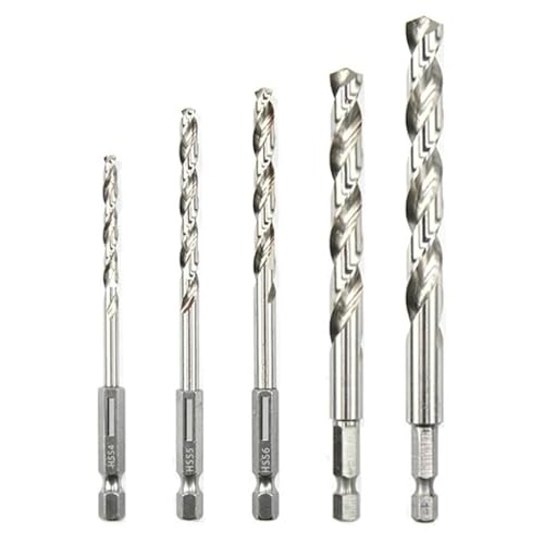 5Pcs HSS High Speed ​​Stahl Twist Bohrer Bit 1/4 Hex Schaft Ersatz Hexagonal Griff Stahl(5PCS 4 5 6 8 10mm) von TYDHGSE