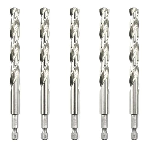 5Pcs HSS High Speed ​​Stahl Twist Bohrer Bit 1/4 Hex Schaft Ersatz Hexagonal Griff Stahl(5pcs 10mm) von TYDHGSE