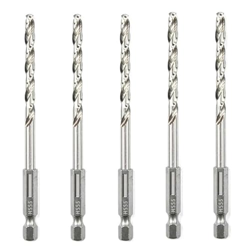 5Pcs HSS High Speed ​​Stahl Twist Bohrer Bit 1/4 Hex Schaft Ersatz Hexagonal Griff Stahl(5pcs 5mm) von TYDHGSE