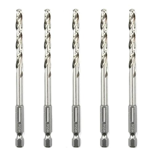 5Pcs HSS High Speed ​​Stahl Twist Bohrer Bit 1/4 Hex Schaft Ersatz Hexagonal Griff Stahl(5pcs 6mm) von TYDHGSE