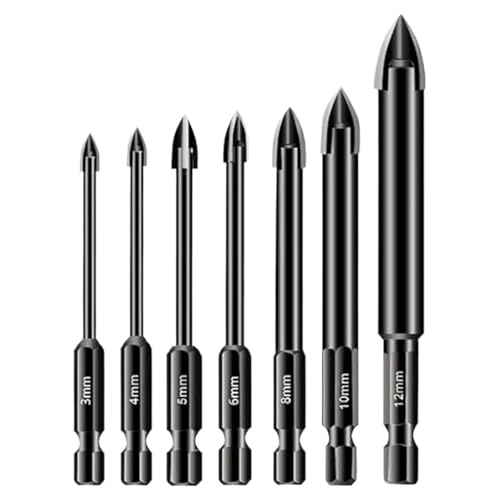 6/7/10 Pcs Bohrer Bits 3-12mm Fliesen Und Glas Fliesen Bohrer Bit Set Mehrzweck Hex Schaft Wolfram Hartmetall Bohren Werkzeuge(7PCS) von TYDHGSE